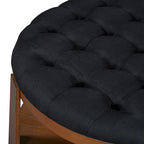 Round Ottoman Coffee Table with Storage Shelf and Wheels, 36" Diameter