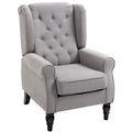 Button-Tufted Accent Chair with High Wingback and Padded Seat, Grey