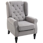 Button-Tufted Accent Chair with High Wingback and Padded Seat, Grey
