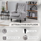 Button-Tufted Accent Chair with High Wingback and Padded Seat, Grey