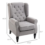 Button-Tufted Accent Chair with High Wingback and Padded Seat, Grey
