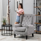 Button-Tufted Accent Chair with High Wingback and Padded Seat, Grey