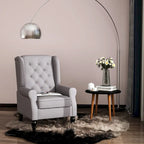 Button-Tufted Accent Chair with High Wingback and Padded Seat, Grey