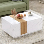 Coffee Table with 2 Drawers – Faux Marble and Wood Grain Finish