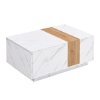 Coffee Table with 2 Drawers – Faux Marble and Wood Grain Finish