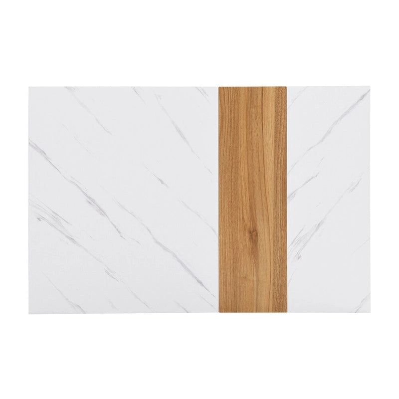 Coffee Table with 2 Drawers – Faux Marble and Wood Grain Finish