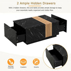 Coffee Table with 2 Drawers – Faux Marble and Wood Grain Finish