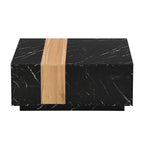Coffee Table with 2 Drawers – Faux Marble and Wood Grain Finish