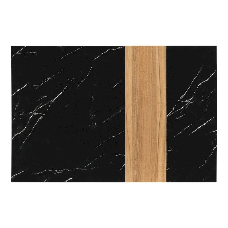Coffee Table with 2 Drawers – Faux Marble and Wood Grain Finish