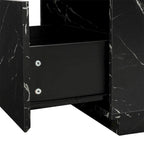 Coffee Table with 2 Drawers – Faux Marble and Wood Grain Finish