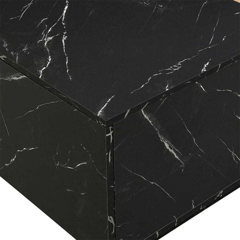 Coffee Table with 2 Drawers – Faux Marble and Wood Grain Finish