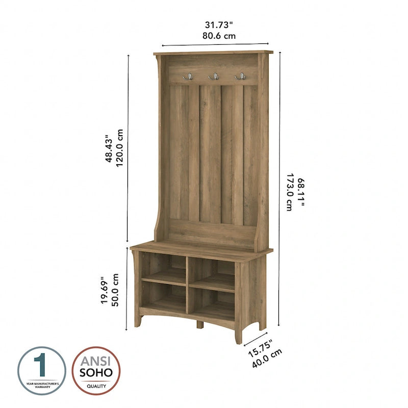 Hall Tree with Shoe Storage Bench and Coat Hooks
