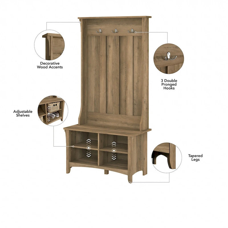 Hall Tree with Shoe Storage Bench and Coat Hooks