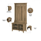 Hall Tree with Shoe Storage Bench and Coat Hooks