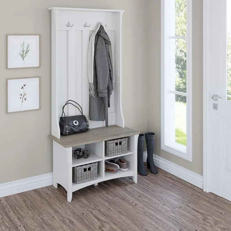 Hall Tree with Shoe Storage Bench and Coat Hooks