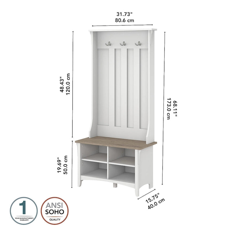 Hall Tree with Shoe Storage Bench and Coat Hooks