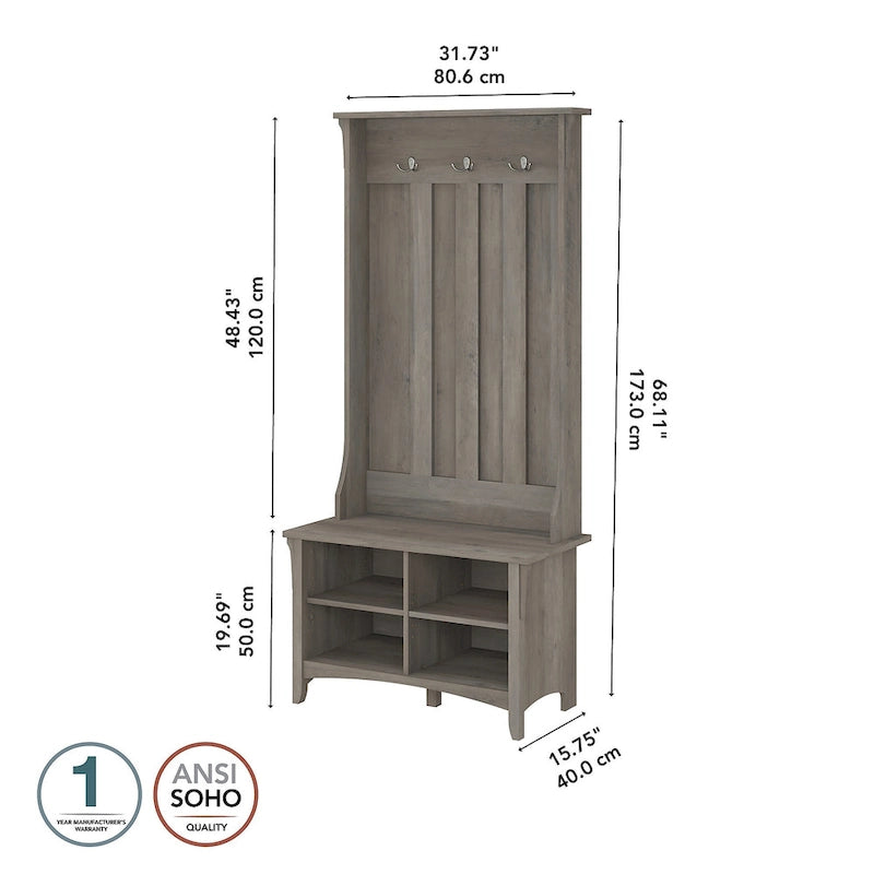 Hall Tree with Shoe Storage Bench and Coat Hooks