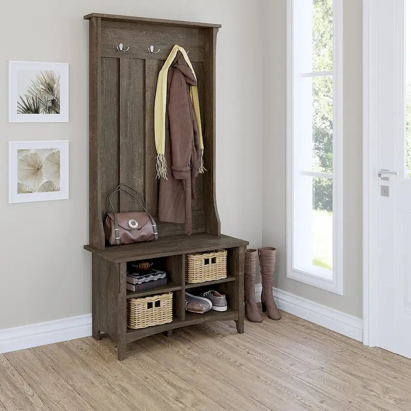 Hall Tree with Shoe Storage Bench and Coat Hooks