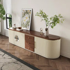 78.74-Inch TV Stand with Wood-Look Top, 5 Cabinets and 3 Drawers