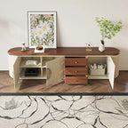 78.74-Inch TV Stand with Wood-Look Top, 5 Cabinets and 3 Drawers