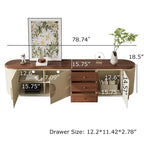 78.74-Inch TV Stand with Wood-Look Top, 5 Cabinets and 3 Drawers