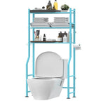 3-Tier Over-Toilet Storage Rack with 4 Hooks and Paper Holder, Carbon Steel, 26" x 8.6" x 64"