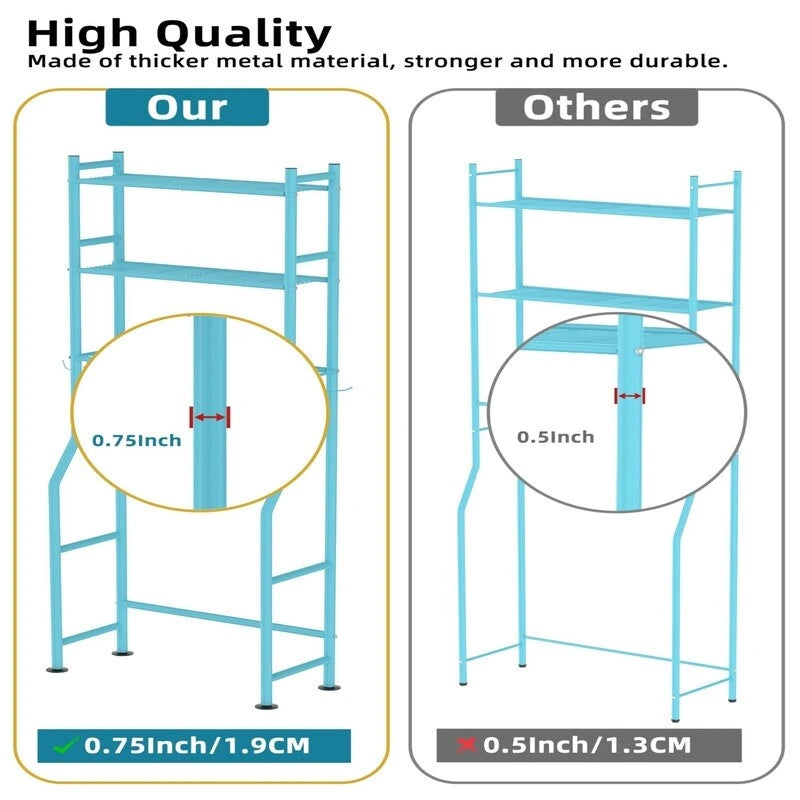 3-Tier Over-Toilet Storage Rack with 4 Hooks and Paper Holder, Carbon Steel, 26" x 8.6" x 64"