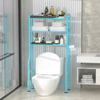 3-Tier Over-Toilet Storage Rack with 4 Hooks and Paper Holder, Carbon Steel, 26" x 8.6" x 64"