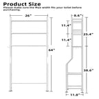 3-Tier Over-Toilet Storage Rack with 4 Hooks and Paper Holder, Carbon Steel, 26" x 8.6" x 64"