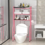 3-Tier Over-Toilet Storage Rack with 4 Hooks and Paper Holder, Carbon Steel, 26" x 8.6" x 64"