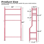 3-Tier Over-Toilet Storage Rack with 4 Hooks and Paper Holder, Carbon Steel, 26" x 8.6" x 64"
