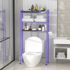 3-Tier Over-Toilet Storage Rack with 4 Hooks and Paper Holder, Carbon Steel, 26" x 8.6" x 64"