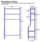 3-Tier Over-Toilet Storage Rack with 4 Hooks and Paper Holder, Carbon Steel, 26" x 8.6" x 64"