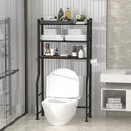 3-Tier Over-Toilet Storage Rack with 4 Hooks and Paper Holder, Carbon Steel, 26" x 8.6" x 64"