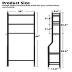 3-Tier Over-Toilet Storage Rack with 4 Hooks and Paper Holder, Carbon Steel, 26" x 8.6" x 64"