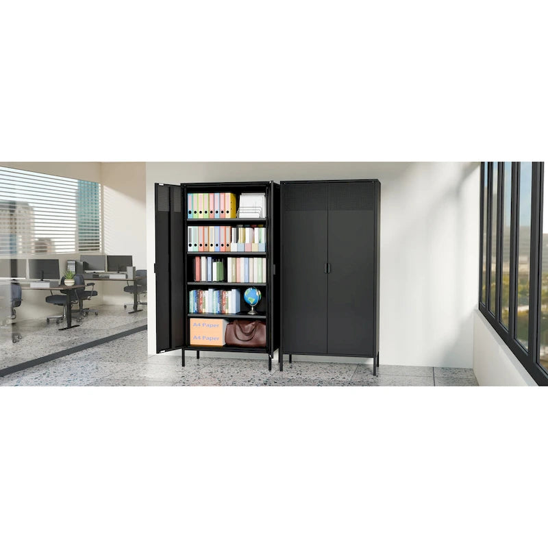 Metal Storage Cabinet with Ventilated Door – 5-Tier Adjustable Shelves