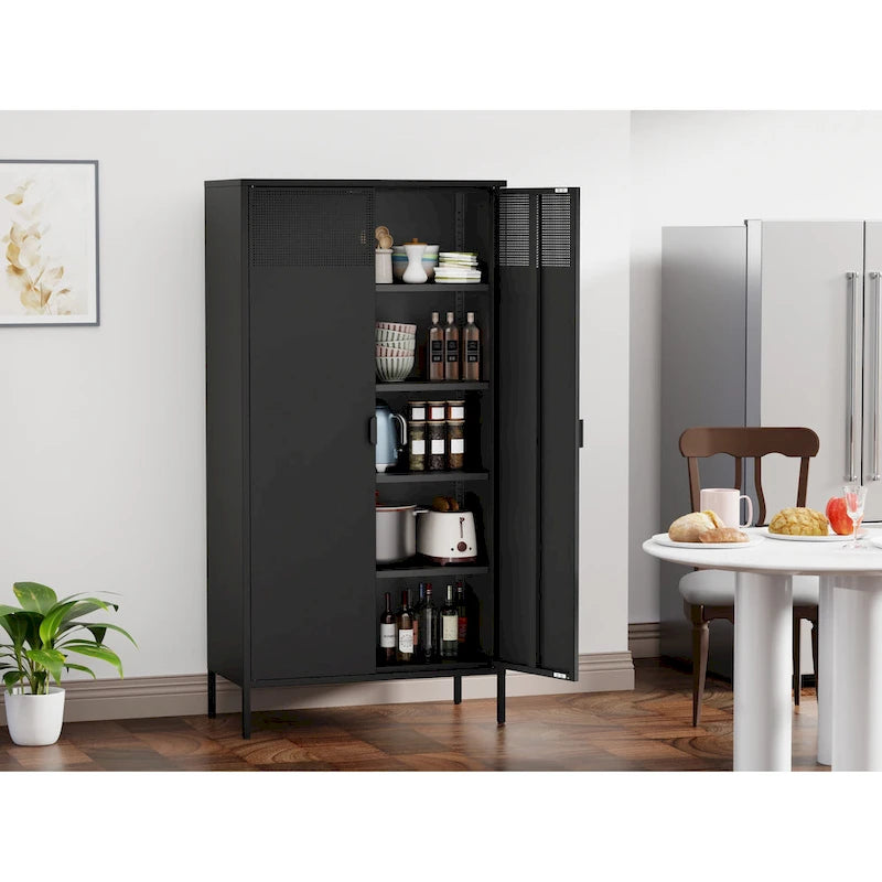 Metal Storage Cabinet with Ventilated Door – 5-Tier Adjustable Shelves