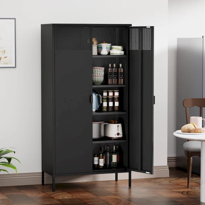 Metal Storage Cabinet with Ventilated Door – 5-Tier Adjustable Shelves