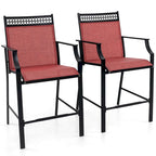 Metal Frame Counter Stools Set of 2 with Footrest and Backrest