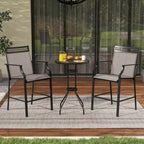 Metal Frame Counter Stools Set of 2 with Footrest and Backrest