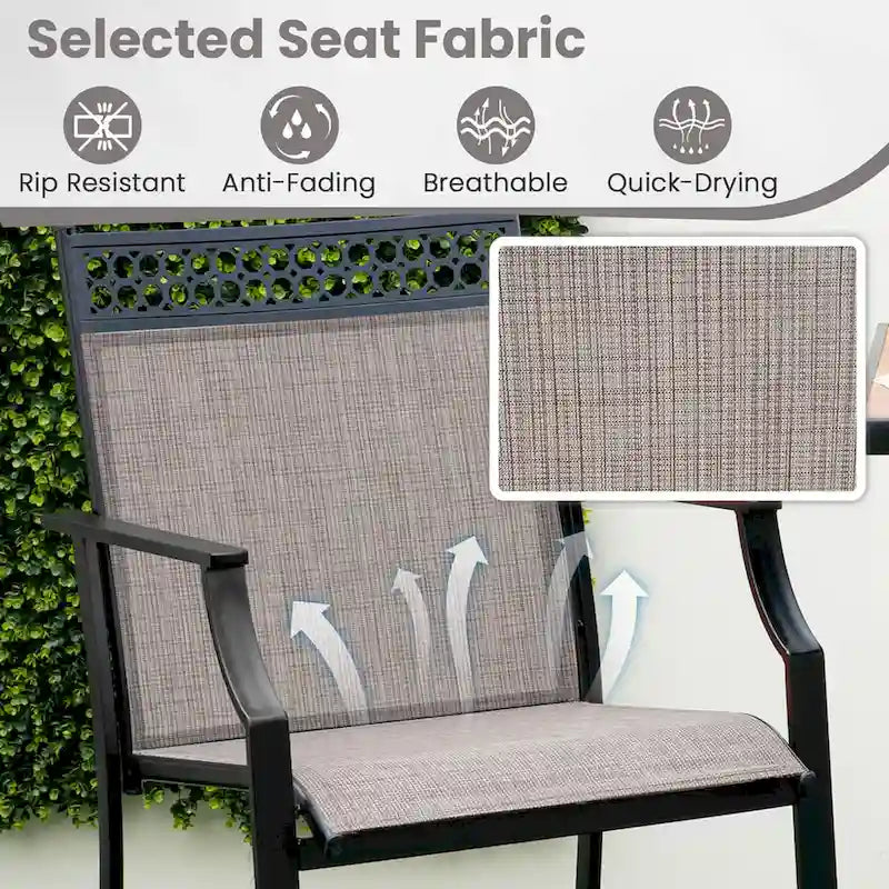 Metal Frame Counter Stools Set of 2 with Footrest and Backrest