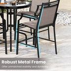 Metal Frame Counter Stools Set of 2 with Footrest and Backrest