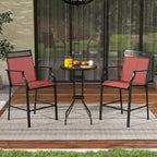 Metal Frame Counter Stools Set of 2 with Footrest and Backrest