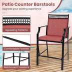 Metal Frame Counter Stools Set of 2 with Footrest and Backrest
