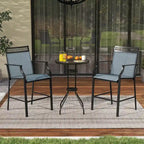 Metal Frame Counter Stools Set of 2 with Footrest and Backrest