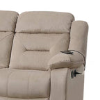 3-Seat Manual Recliner Sofa with USB Ports, Beige Velvet, 83 Inch