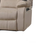 3-Seat Manual Recliner Sofa with USB Ports, Beige Velvet, 83 Inch