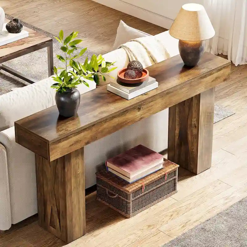 63 Inch Console Table with Storage Shelf