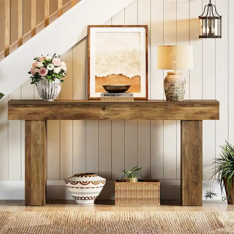 63 Inch Console Table with Storage Shelf