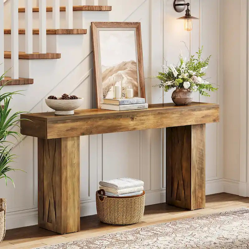 63 Inch Console Table with Storage Shelf
